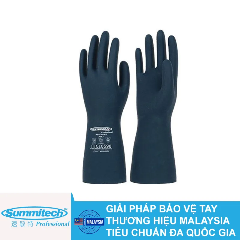 Toàn cảnh găng tay chống hóa chất Neoprene Summitech NP-F-07 màu xanh đậm dày 0.75mm chính hãng MT Safety
