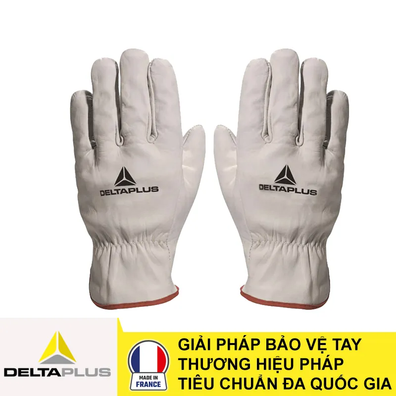 Chi tiết bề mặt da bò hạt nguyên tấm cao cấp dày 0.9 - 1.1mm của găng tay DeltaPlus FBN49