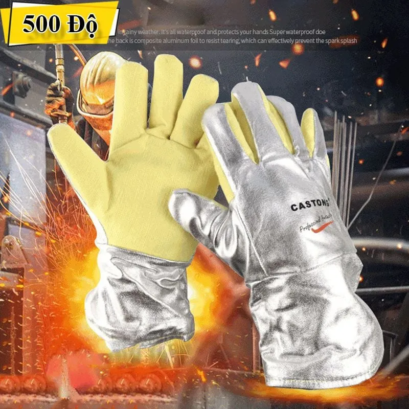 Bao Tay Chịu Nhiệt 500°C Castong Trắng Vàng YERR15-34