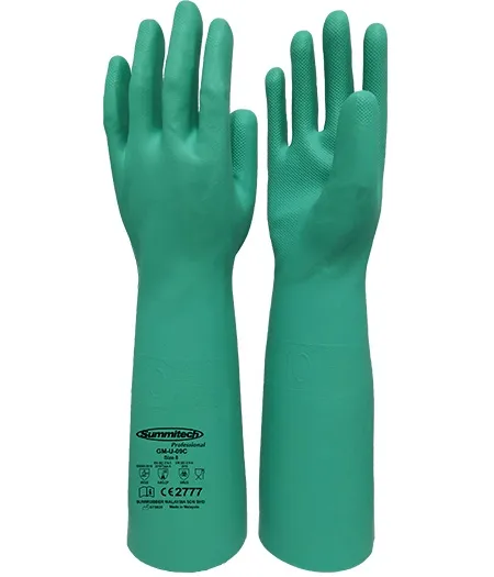 Toàn cảnh găng tay chống hóa chất Nitrile Summitech GM-U-09C màu xanh dày 0.38mm dài 330mm chính hãng MT Safety