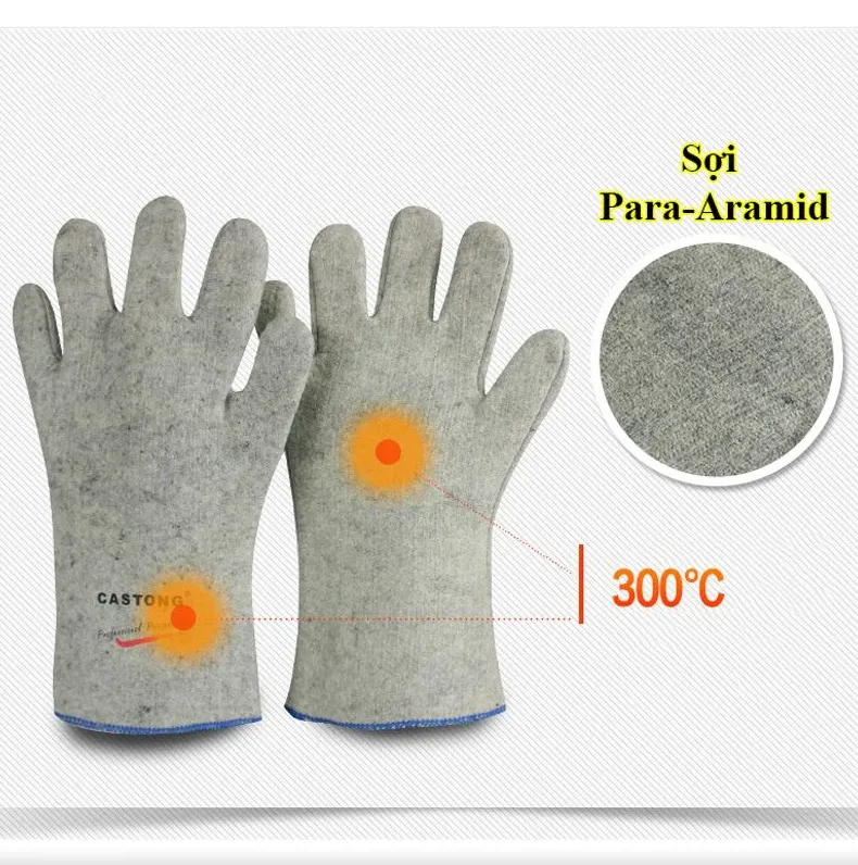 Găng Tay Chịu Nhiệt Castong 300°C Màu Xám  - ảnh 3