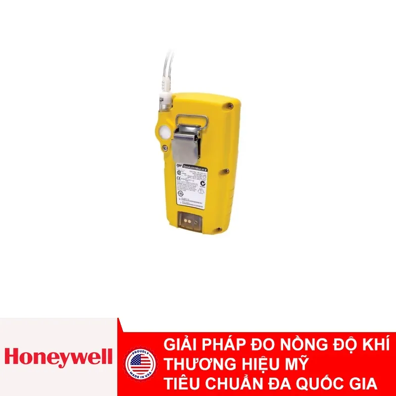 Mặt sau máy dò khí Honeywell BW Max XT II với kẹp cá sấu bằng thép không gỉ chắc chắn