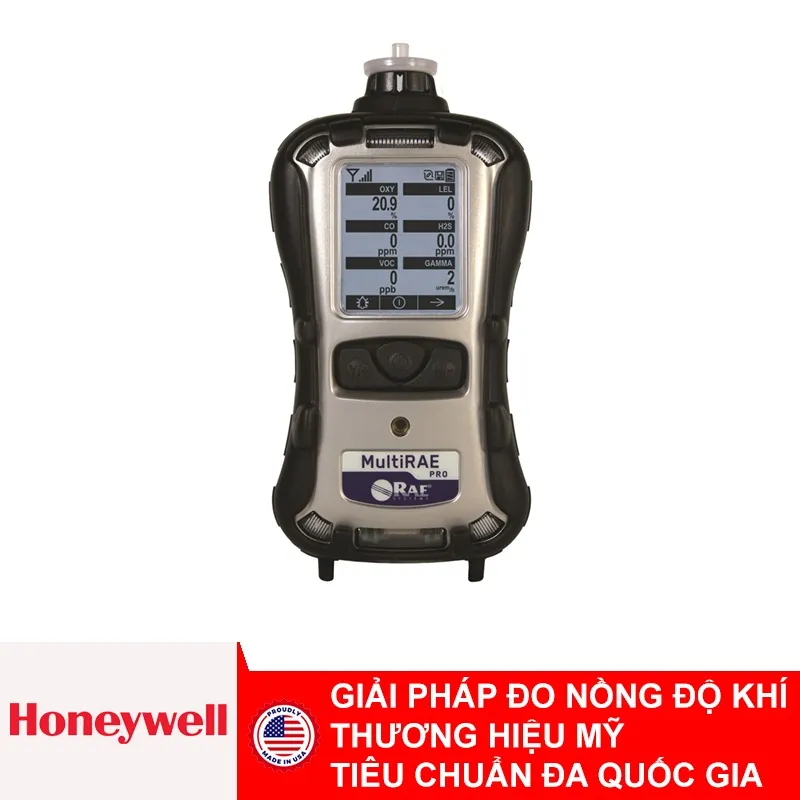 Máy dò đa khí Honeywell MultiRAE Pro (NH3, CO, H2S, CL2, CLO2, ETO, HCHO, HCN,CH3-SH, NO, NO2, O2, PH3, SO2, VOC, LEL, CO2)