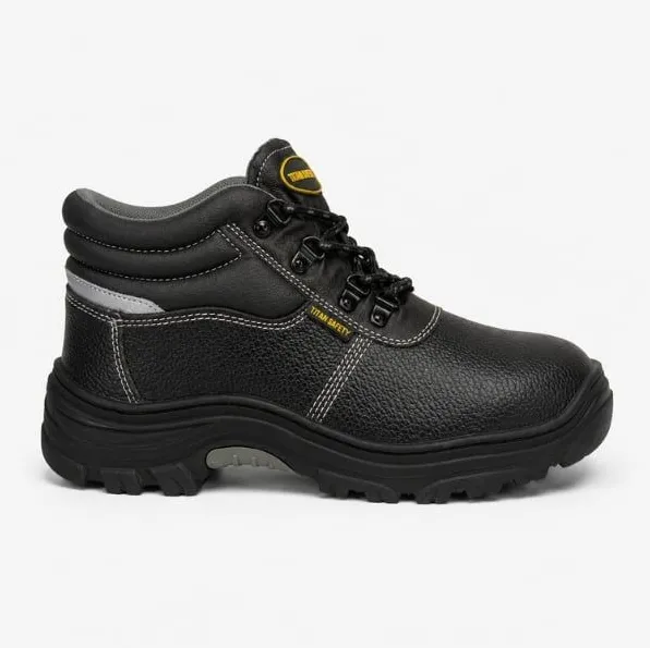 Giày bảo hộ cổ cao Titan Safety Cronus Mid da bò thật chính hãng màu đen