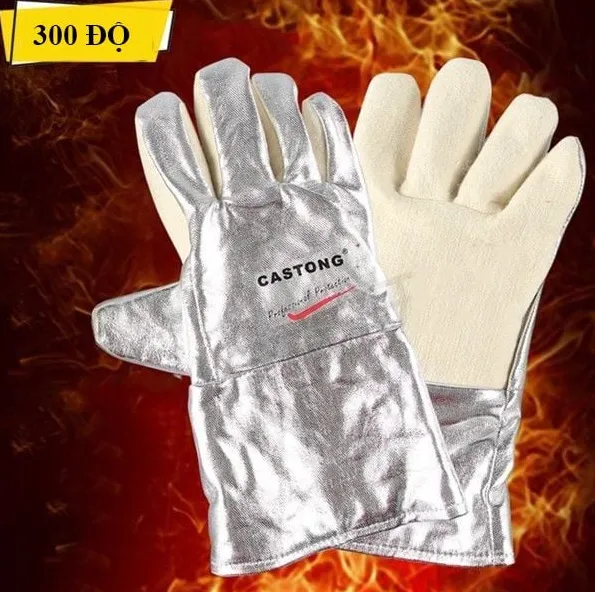 Găng Tay Cách Nhiệt Castong 300°C Trắng Bạc