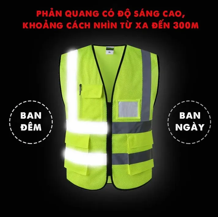 Áo Gile Phản Quang Có Túi