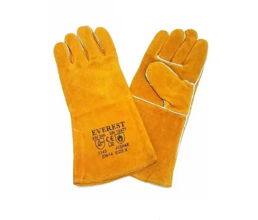 Toàn cảnh đôi găng tay da hàn Everest EW14 màu vàng bò dài 14 inch chính hãng