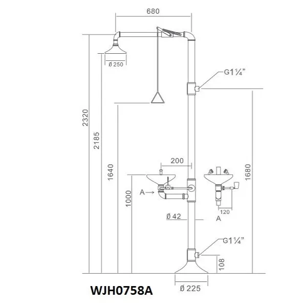 Vòi Sen Tắm Và Rửa Mắt Khẩn Cấp WJH0758A - ảnh 5