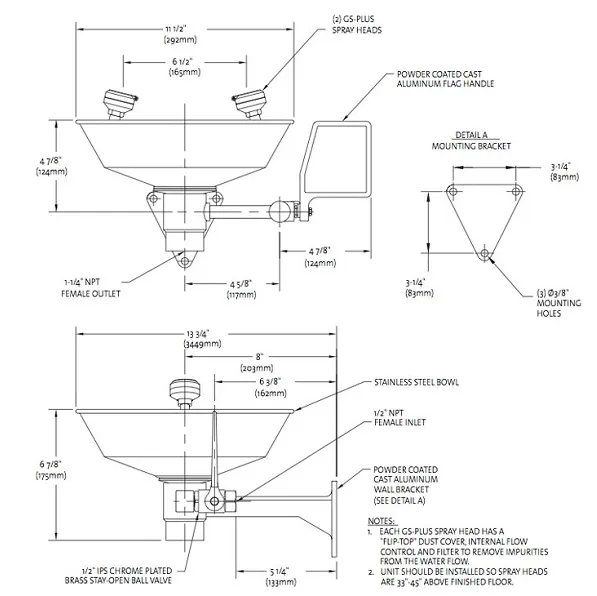 Bồn Rửa Mắt Khẩn Cấp Treo Tường Guardian G1814 - ảnh 2