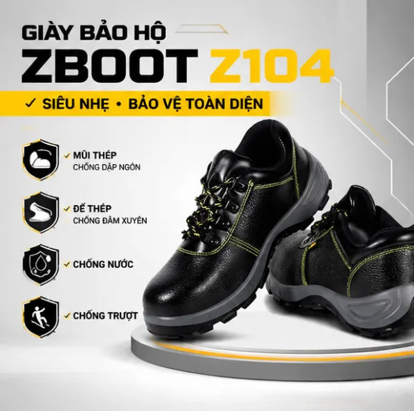 Lá thép công nghệ mới dát mỏng chống đâm xuyên kết hợp đệm lót EVA êm ái của giày Zboot Z104