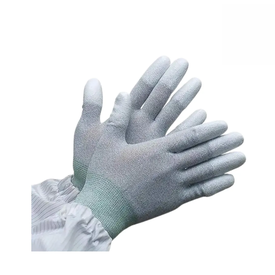 Chi tiết thớ sợi dệt Polyester kết hợp sợi Carbon chống phóng điện ESD trên găng tay BA2305DF