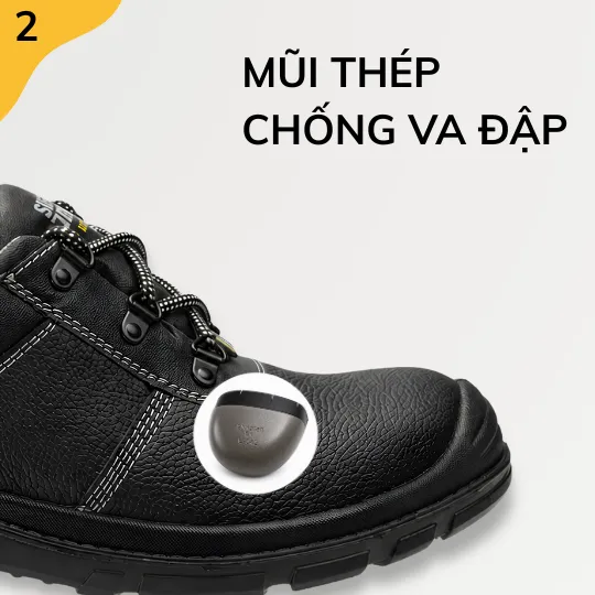 Cận cảnh mũi thép chịu va đập 200J và thân da Barton kháng nước giày Jogger Bestrun 231