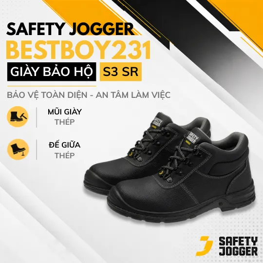 Giày bảo hộ cao cổ Safety Jogger Bestboy 231 S3 chính hãng da Barton Action Leather