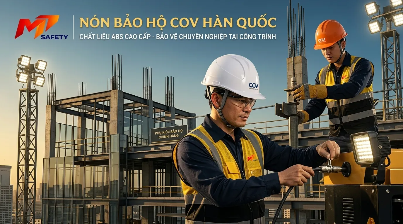 Nón bảo hộ lao động COV Hàn Quốc chất liệu nhựa ABS cao cấp bảo vệ công trình tại MT Safety