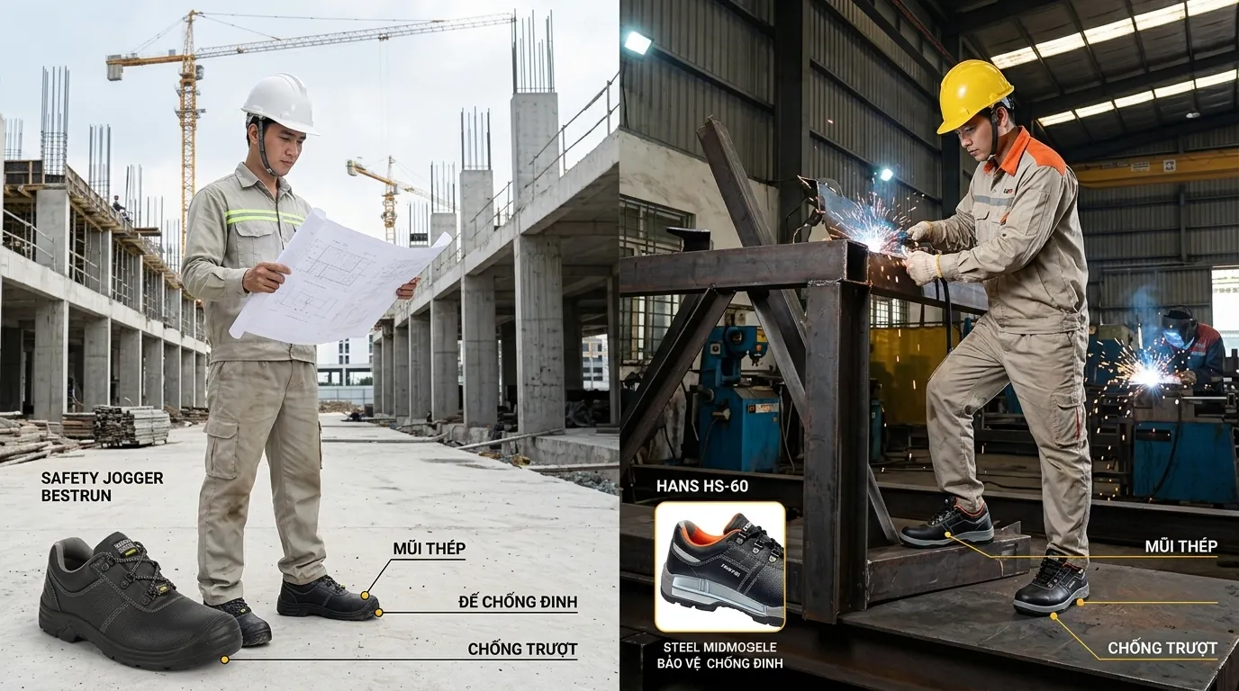 Safety Jogger và Hans là hai sự lựa chọn hàng đầu cho kỹ sư công trình và công nhân nhà máy tại Việt Nam.
