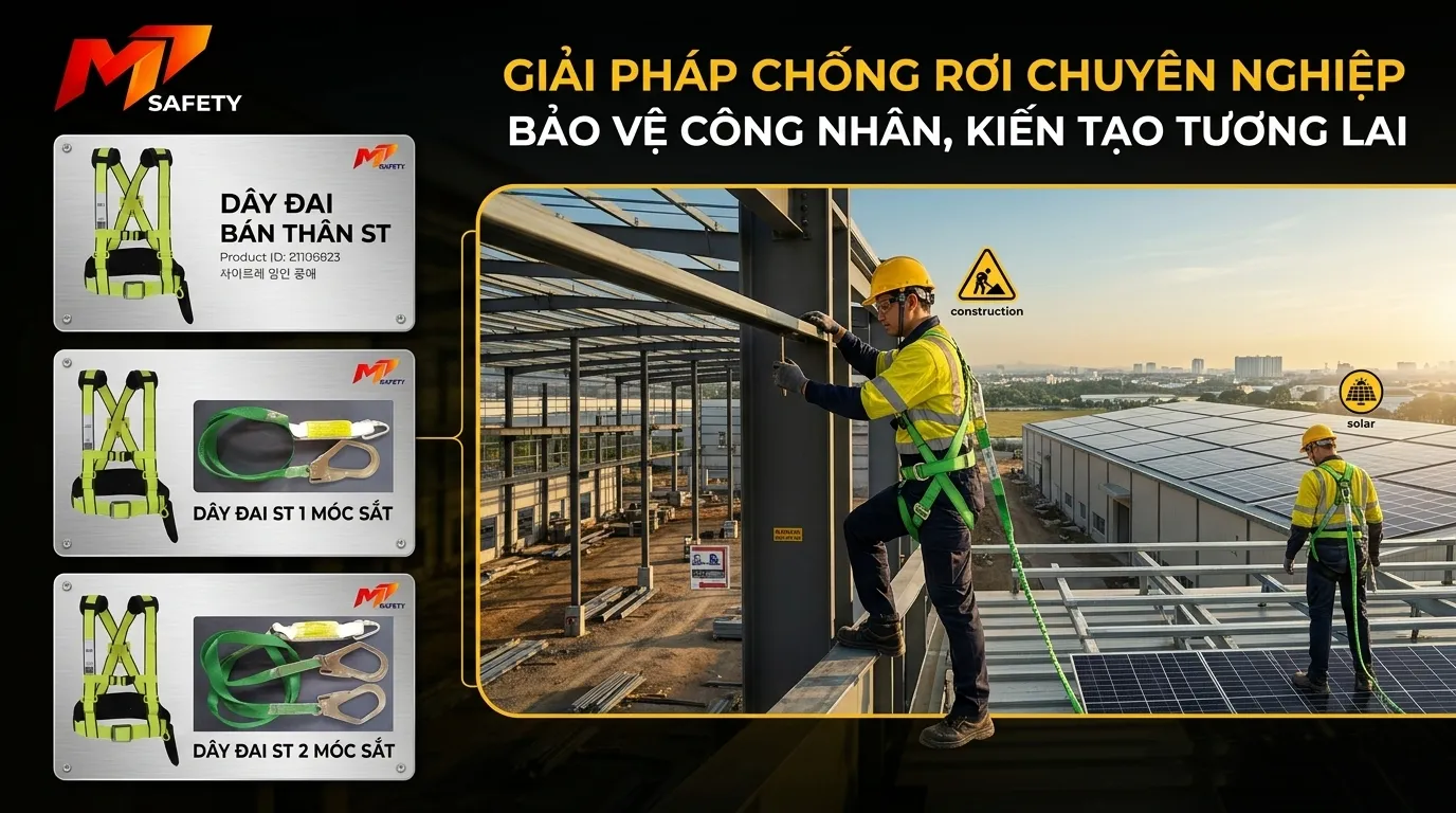 Dây đai an toàn chống rơi cuộn cáp hãm tự rút cho công trình điện gió Ninh Thuận