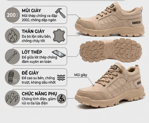 Giày bảo hộ thể thao siêu nhẹ màu cát sa mạc Zboot Z102 chính hãng MT Safety
