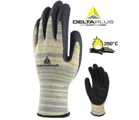 Găng tay chống cắt DeltaPlus VENICUTD02: Đạt chuẩn EN 388 Cấp D/Cấp 5, chống cắt cứa mép tôn thép bén nhọn và phôi kim loại gia công cơ khí.