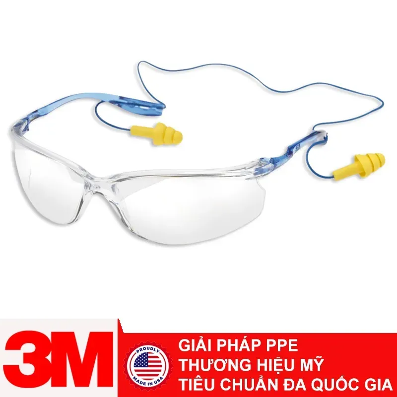 Kính bảo hộ 3M 11796 bảo vệ mắt người thợ trước mạt sắt cơ khí và bụi cát công trình.