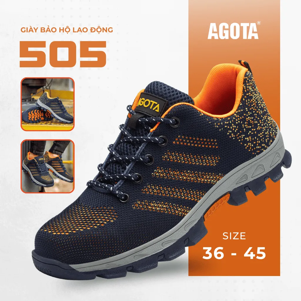 Giày bảo hộ Agota 505 và 512 kiểu dáng thể thao siêu nhẹ thoáng khí cho công nhân nhà máy