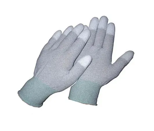 Găng tay sợi carbon phủ PU đầu ngón chống tĩnh điện thao tác linh hoạt