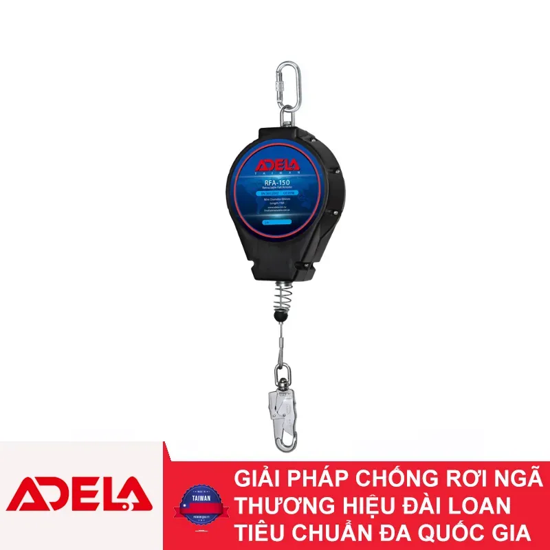 Cuộn dây cáp hãm tự động Adela 15m vỏ đúc siêu bền cho bán kính di chuyển rộng