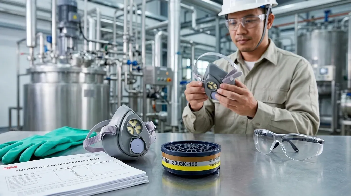 Cận cảnh phin lọc hơi hữu cơ và khí axit 3M 3303K-100 chính hãng tại MT Safety