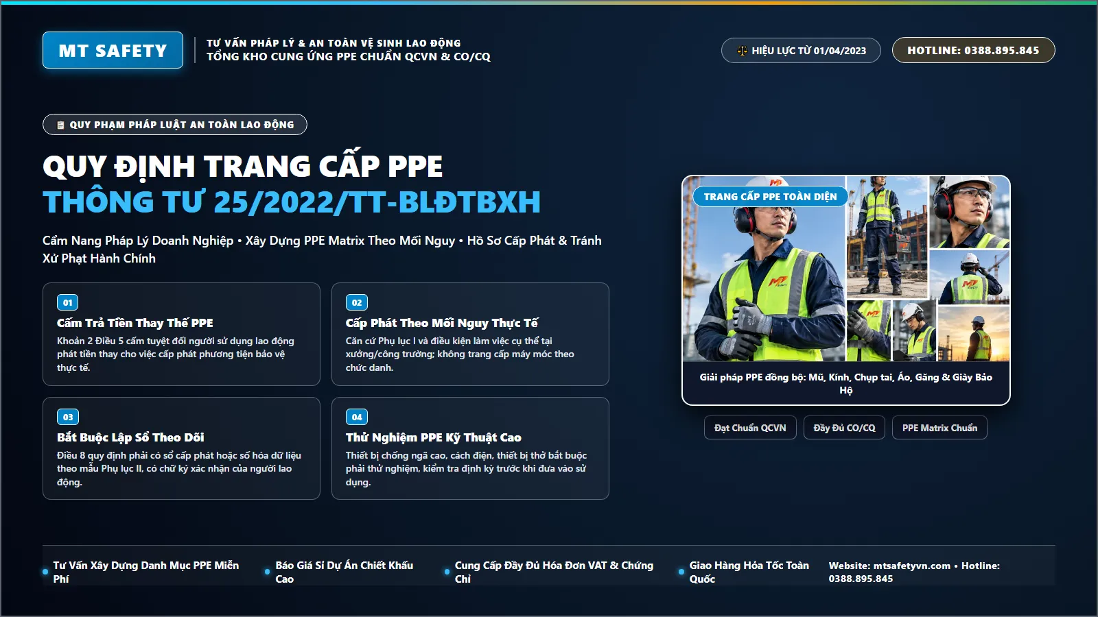 Quy định trang cấp phương tiện bảo vệ cá nhân PPE theo Thông tư 25 2022 TT BLĐTBXH MT Safety